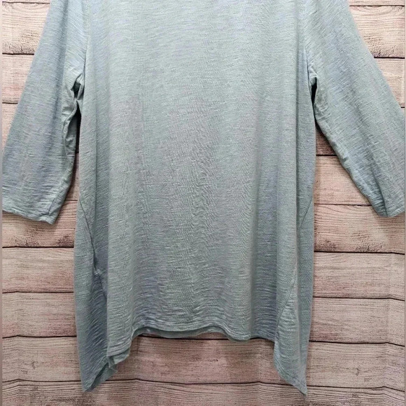 Chico’s Size 3 (US XL ) Split Neck Cotton Blend Tunic Top 3/4 Sleeve Blue Green - Picture 8 of 8
